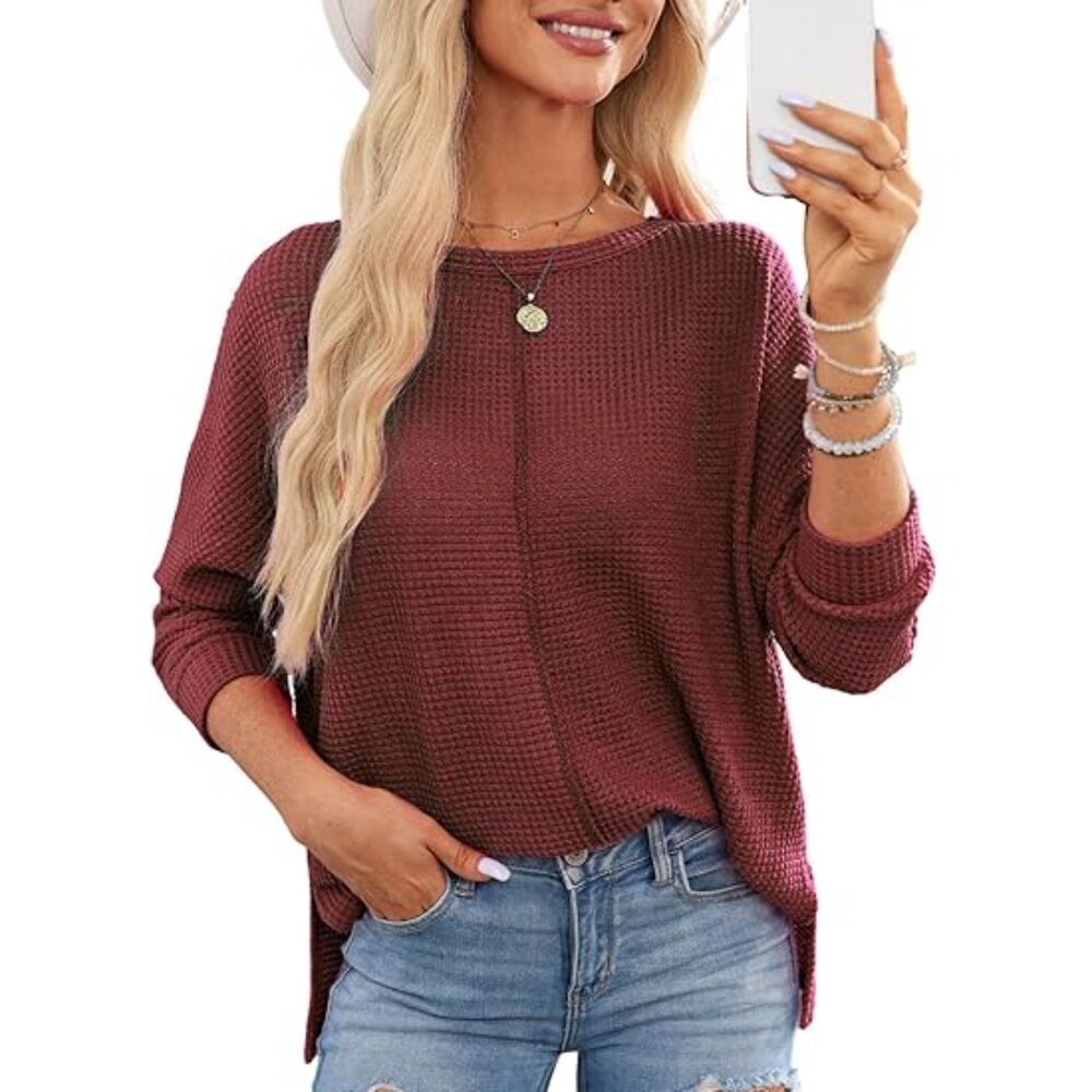 Waffle Knit Oversized Long Sleeve Shirt, SIZE XL, 13M-136T004